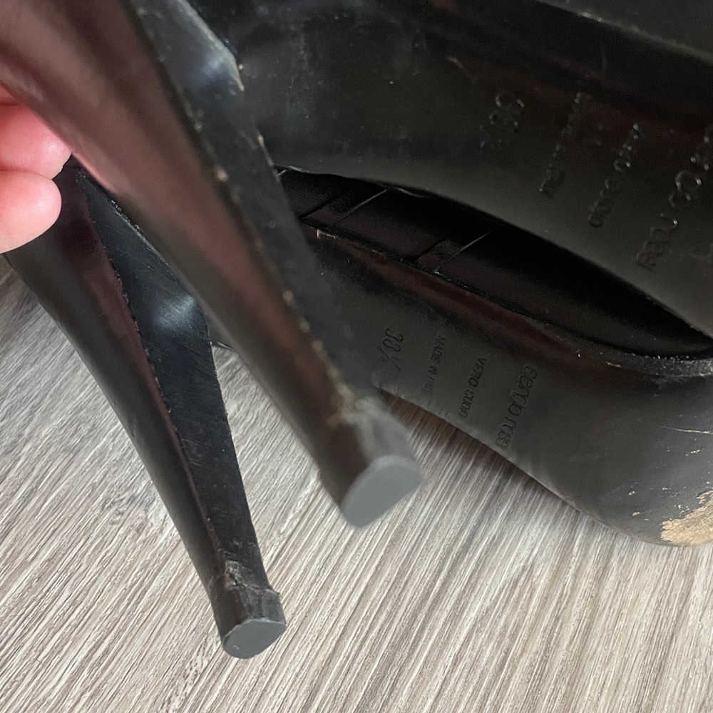 Sergio Rossi Black Leather Pointy Toe High Heel‎ Boots Size 38.5 - Picture 12 of 14